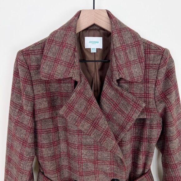 Anthropologie Plaid Wool Trench Jacket Pea Coat Preppy Fall Winter Quiet Luxury - Picture 3 of 9